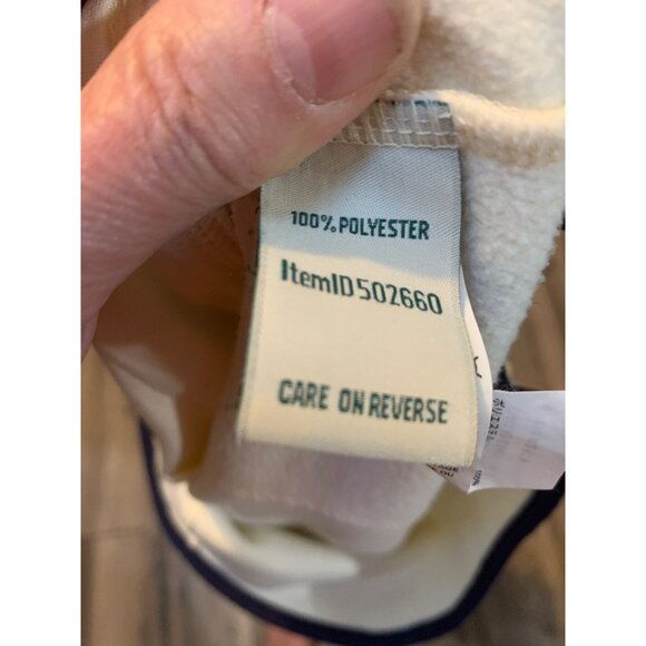 L.L. Bean Womans L Pet Cream Full Zip Fleece with Blue Trim Pockets Item 502660 - Picture 5 of 6